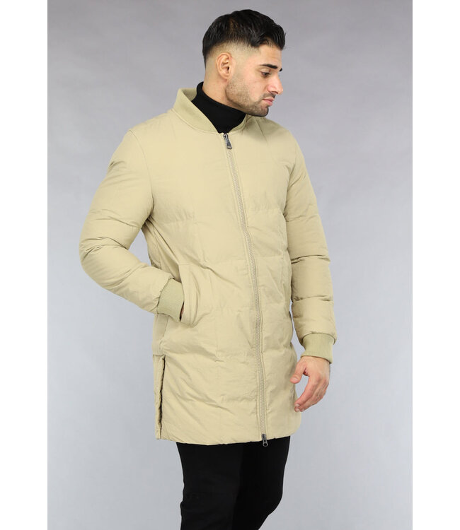 Heren Camel Kleur Winterjas Gewatteerd