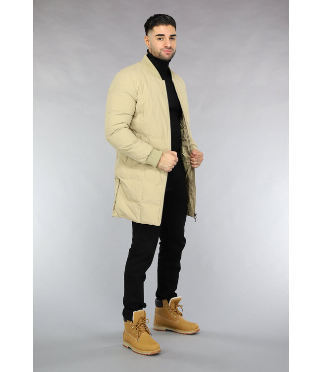 Heren Camel Kleur Winterjas Gewatteerd