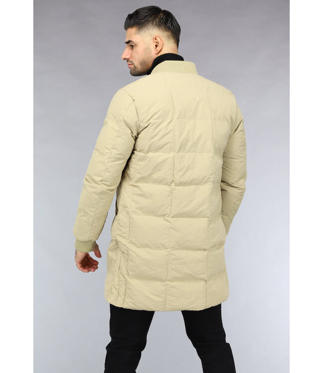 Heren Camel Kleur Winterjas Gewatteerd
