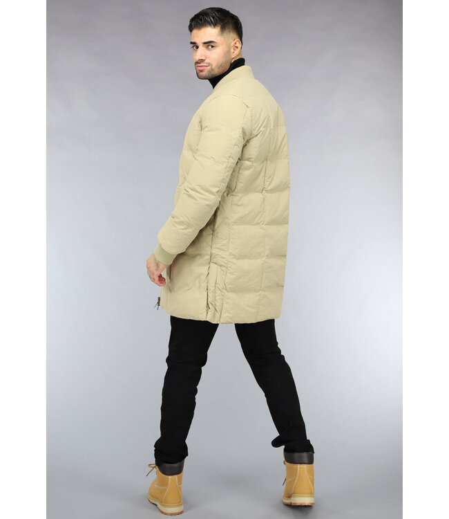 Heren Camel Kleur Winterjas Gewatteerd
