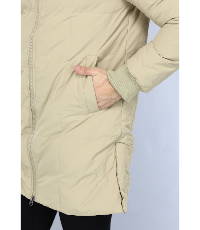 Heren Camel Kleur Winterjas Gewatteerd