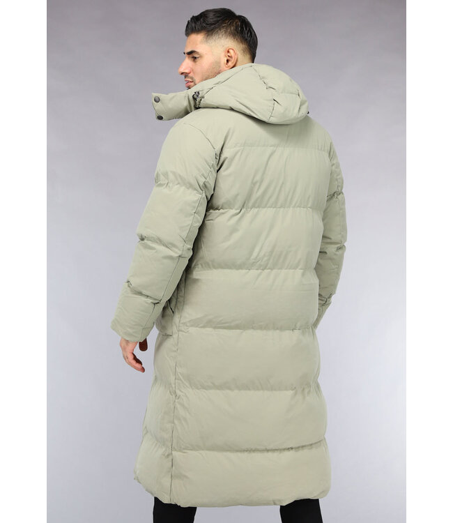 Olijfgroene Lange Heren Winterjas