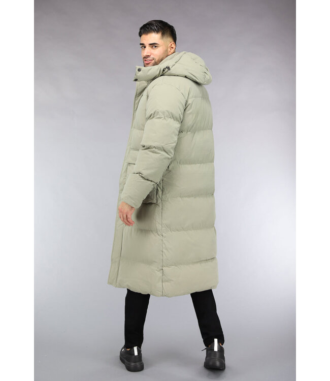 Olijfgroene Lange Heren Winterjas