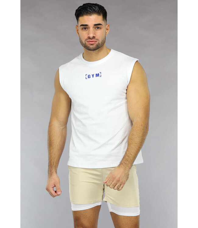 Witte Heren Sport Tank Top met Gym Opdruk