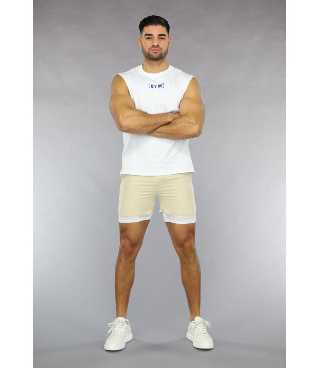 Witte Heren Sport Tank Top met Gym Opdruk