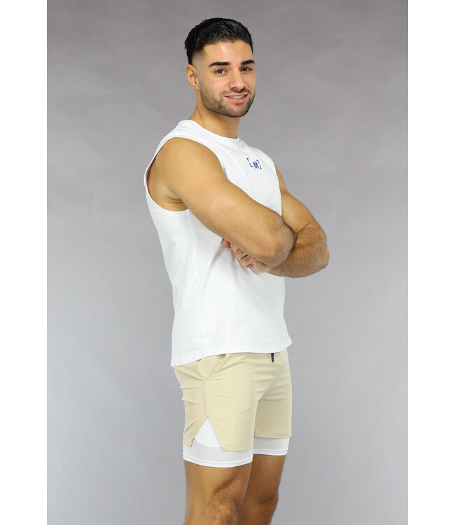 Witte Heren Sport Tank Top met Gym Opdruk