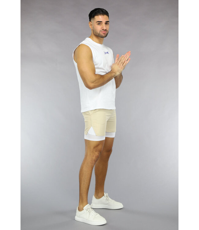 Witte Heren Sport Tank Top met Gym Opdruk