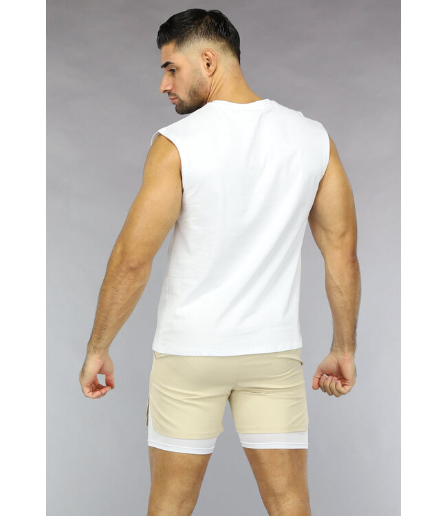 Witte Heren Sport Tank Top met Gym Opdruk
