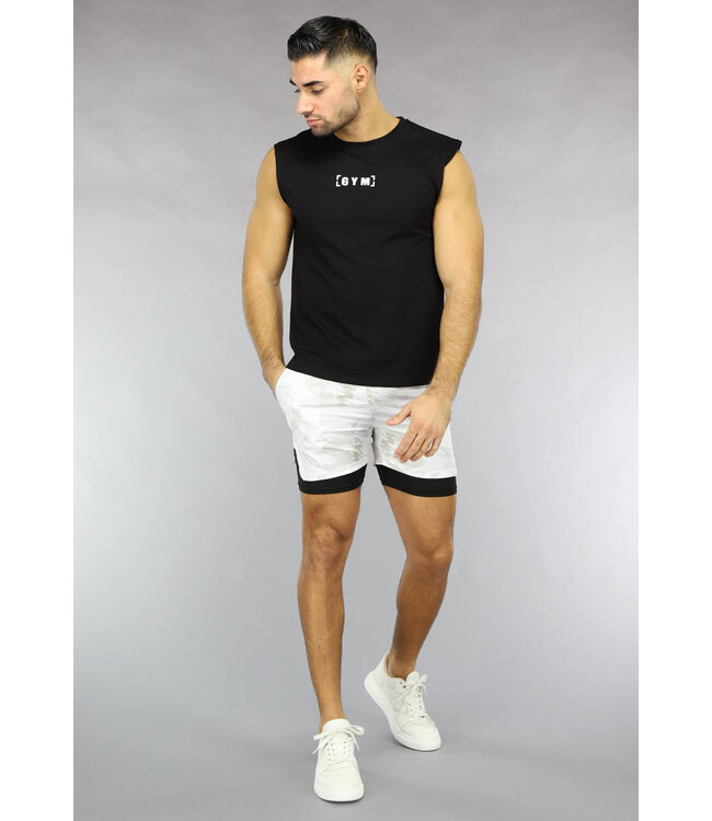 Heren Print Sport Short met Ingewerkt Aansluitend Broekje