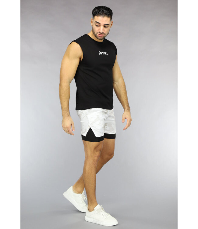 Heren Print Sport Short met Ingewerkt Aansluitend Broekje