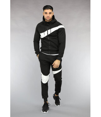 !OP=OP Zwart Heren Tracksuit met Wavy Detail