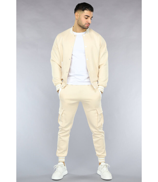 NEW1011 Beige Baseball Look Trainingspak