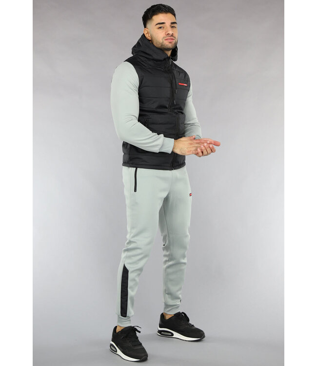 !OP=OP Grijs Winddicht Heren Tracksuit met Bodywarmer Look