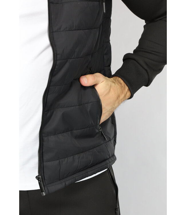 NEW1011 Zwart Winddicht Heren Tracksuit met Bodywarmer Look