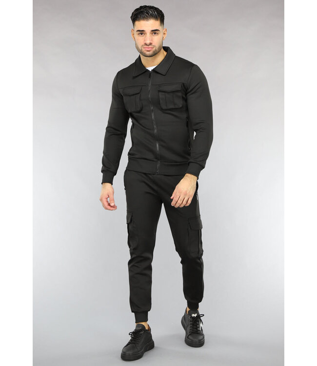 Zwart Cargo Heren Tracksuit