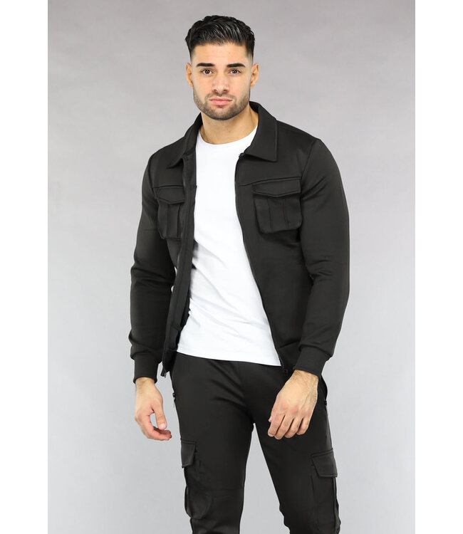 Zwart Cargo Heren Tracksuit