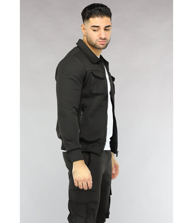 Zwart Cargo Heren Tracksuit