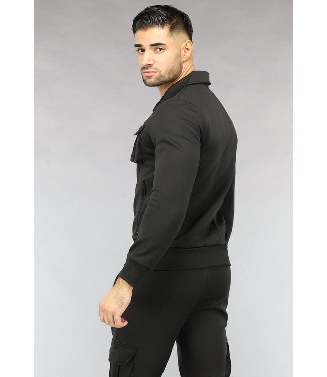 Zwart Cargo Heren Tracksuit