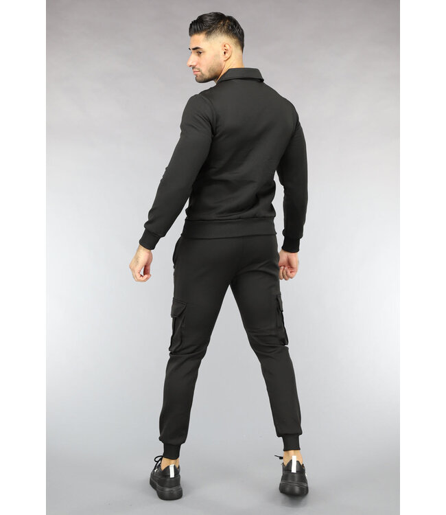 Zwart Cargo Heren Tracksuit