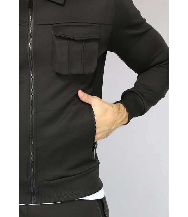 Zwart Cargo Heren Tracksuit