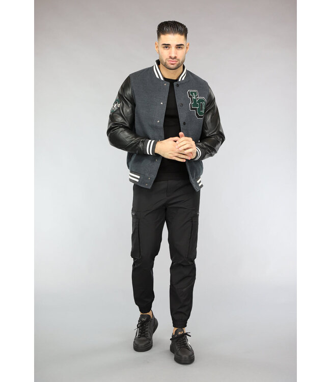 Heren College Jas met Lederlook Mouwen