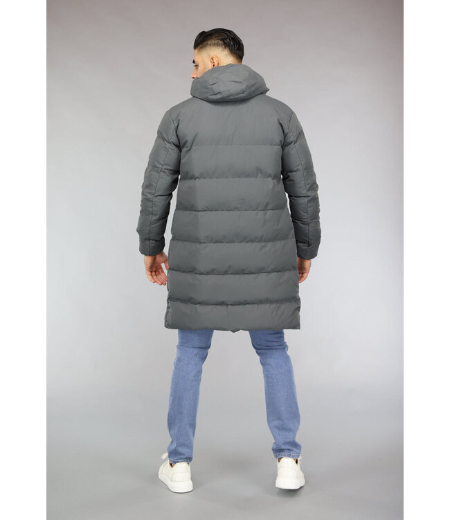 Antraciet Lange Winterjas voor Mannen