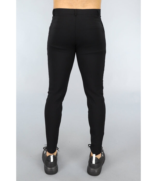 Zwarte Heren Pantalon met Sierzakken