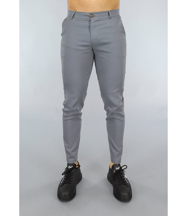 Grijze Heren Pantalon met Sierzakken