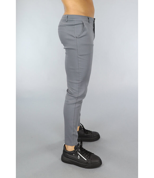 Grijze Heren Pantalon met Sierzakken