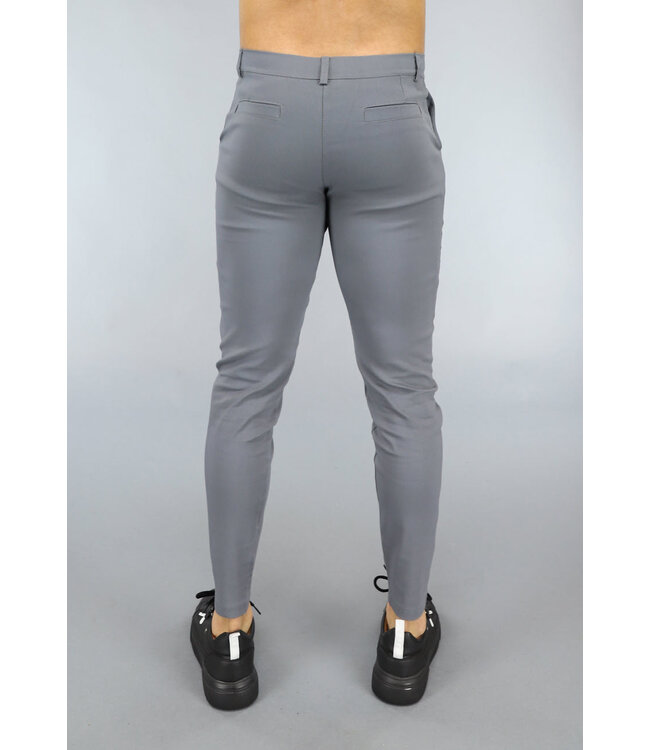 Grijze Heren Pantalon met Sierzakken