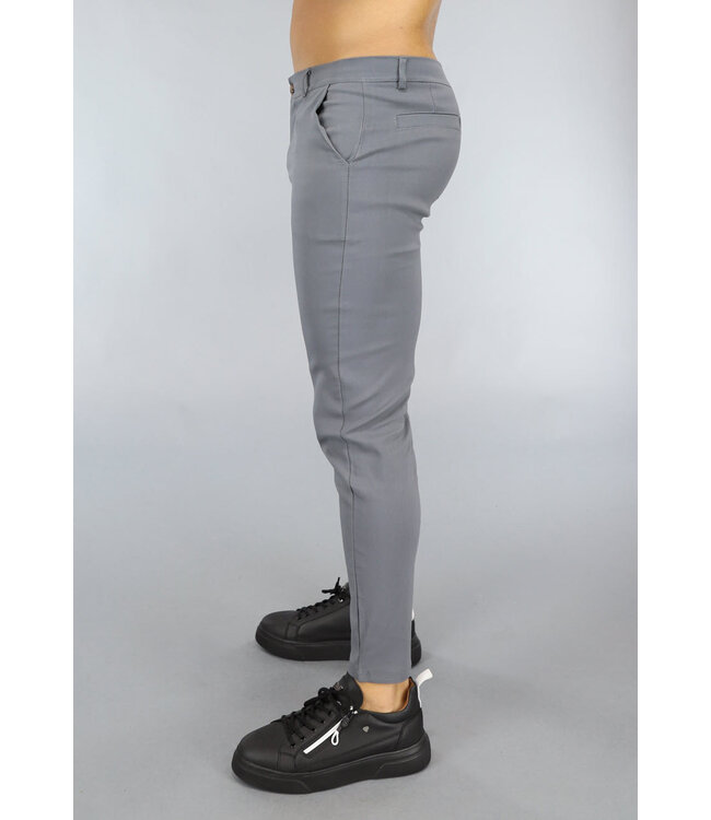 Grijze Heren Pantalon met Sierzakken