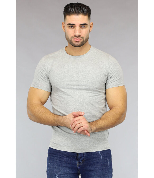 Grijs Heren T Shirt met Ronde Hals