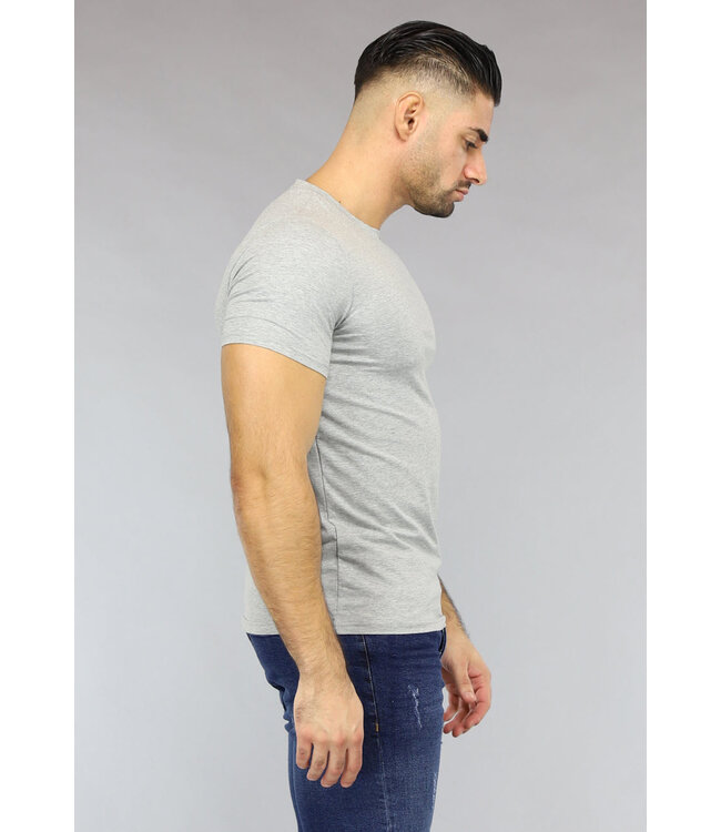 Grijs Heren T Shirt met Ronde Hals