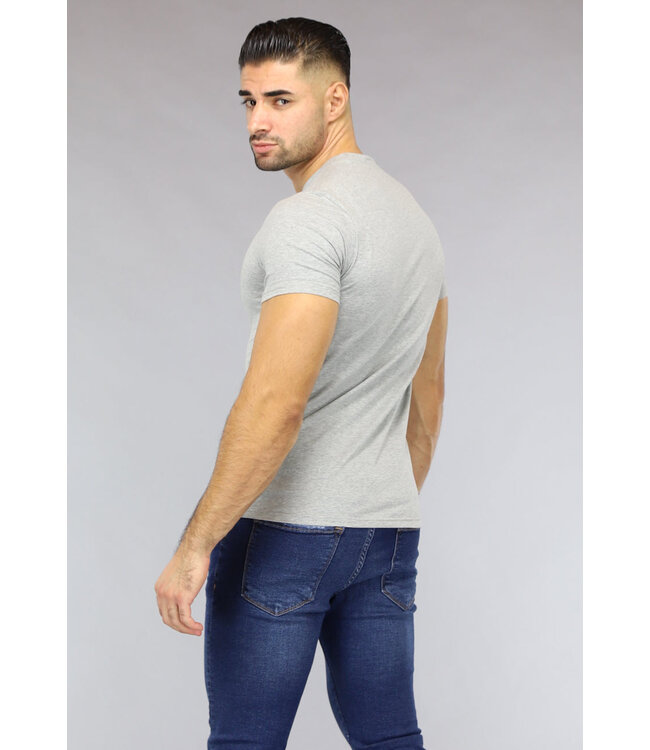 Grijs Heren T Shirt met Ronde Hals
