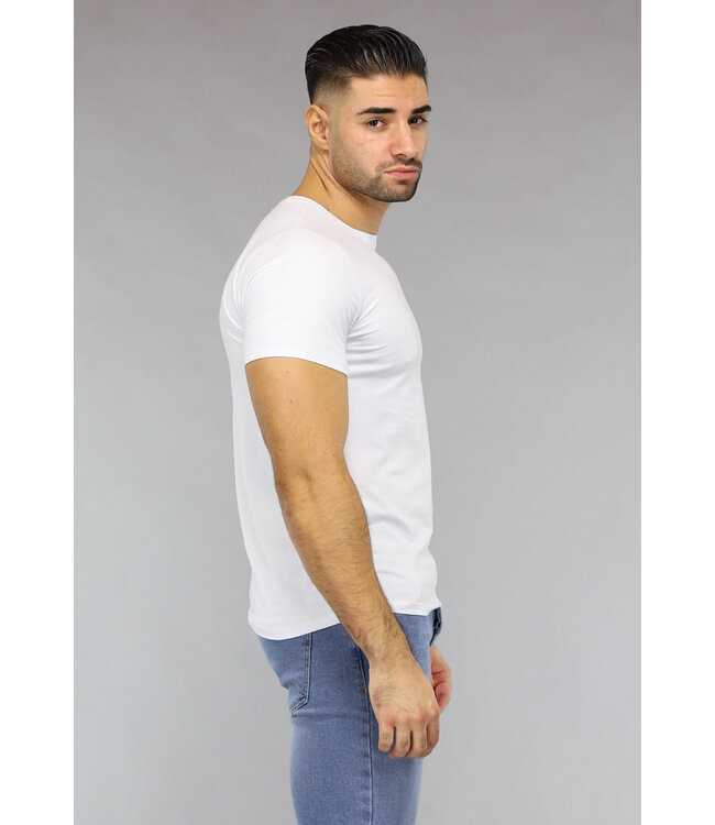 Wit Heren T Shirt met Ronde Hals