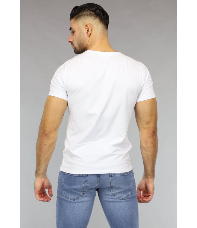 Wit Heren T Shirt met Ronde Hals