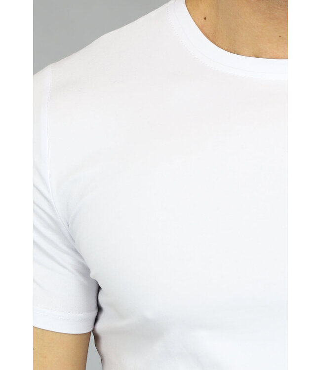 Wit Heren T Shirt met Ronde Hals
