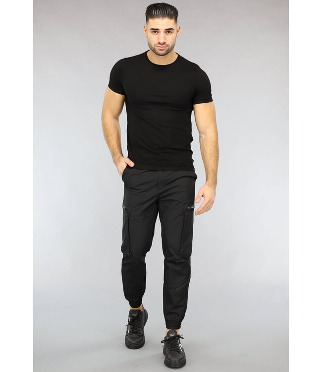 Zwart Heren T Shirt met Ronde Hals