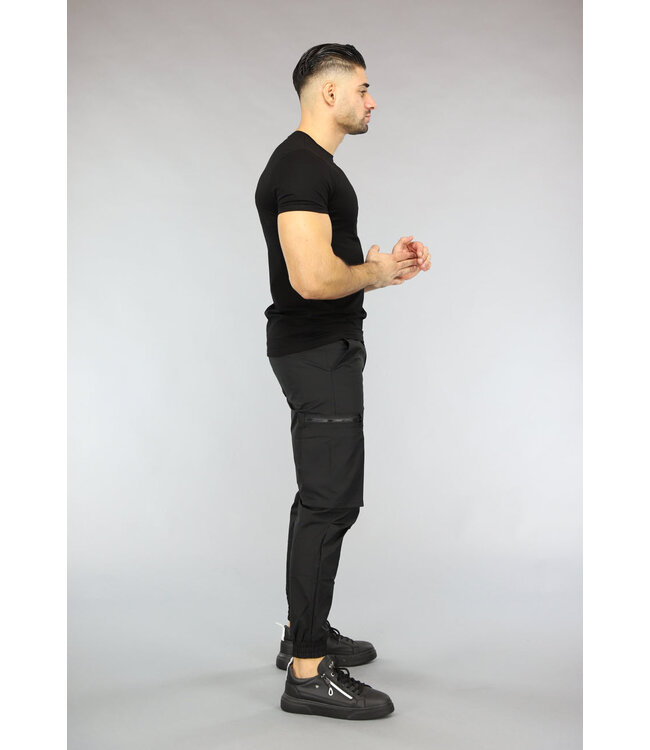 Zwart Heren T Shirt met Ronde Hals