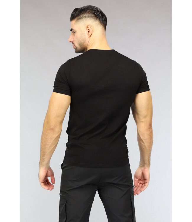 Zwart Heren T Shirt met Ronde Hals