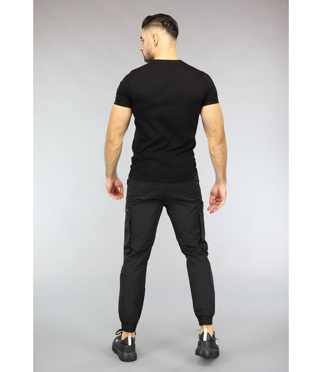 Zwart Heren T Shirt met Ronde Hals