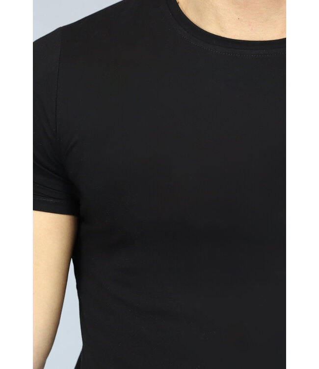 Zwart Heren T Shirt met Ronde Hals