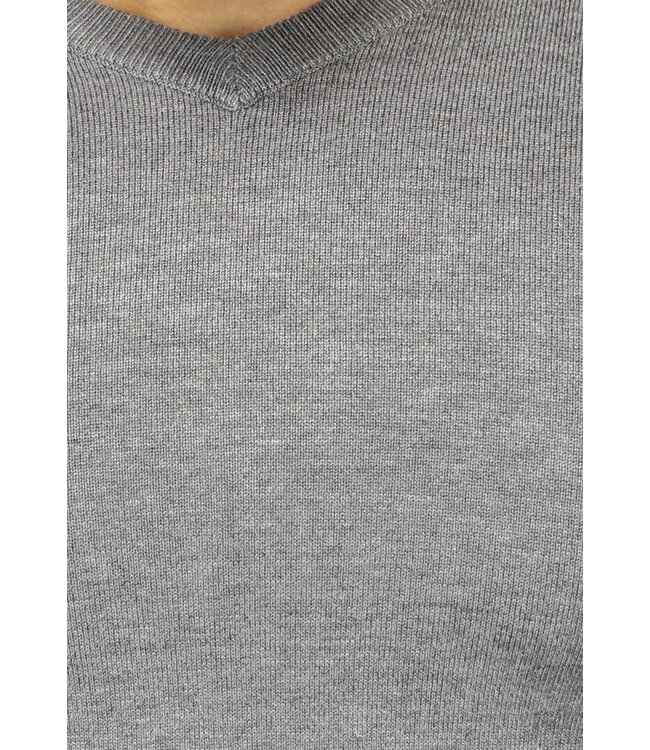 Gebreide Heren Pullover met V Hals in Grijs