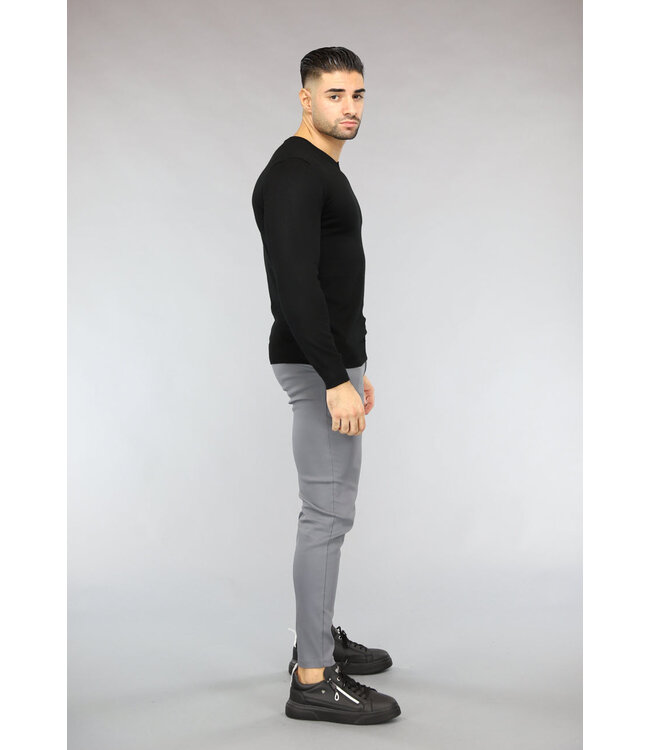 Gebreide Heren Pullover met V Hals in Zwart