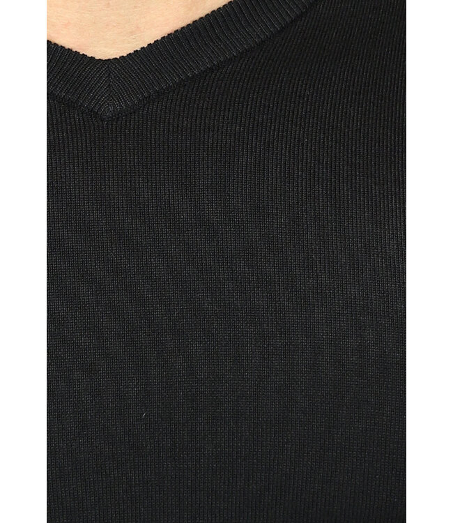 Gebreide Heren Pullover met V Hals in Zwart