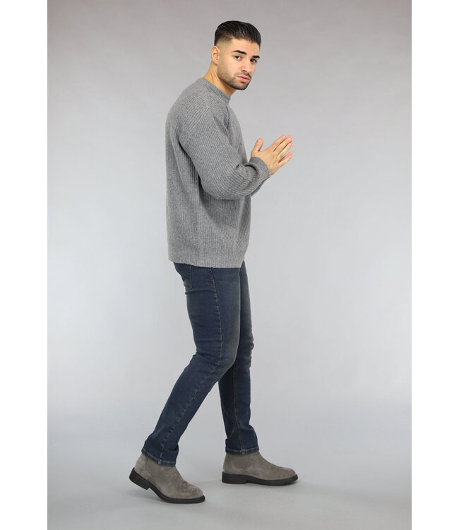 Gebreide Mannen Pullover Trui in Antraciet