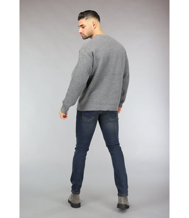 Gebreide Mannen Pullover Trui in Antraciet