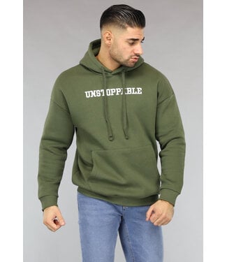 NEW2411 Khaki Heren Hoodie met Unstoppable Tekst