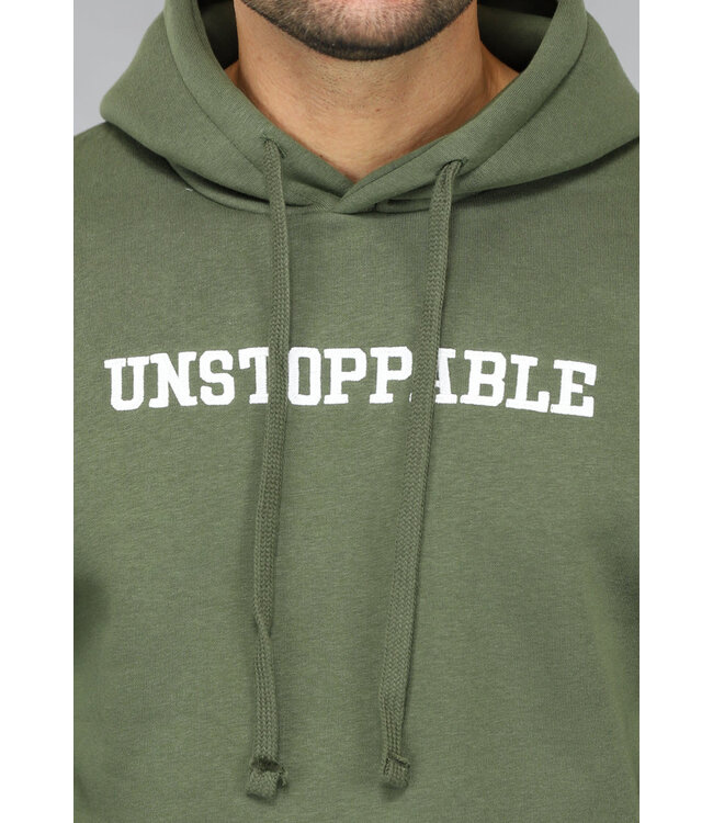 Khaki Heren Hoodie met Unstoppable Tekst