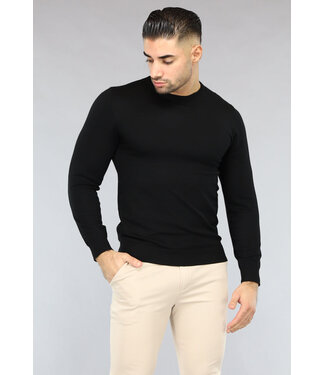 Zwarte Heren Pullover Trui met Ronde Hals